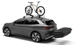 Bikes loaded on car roof rack, Arcos on the tow bar