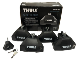Thule Foot Pack 7107 includes 4 x feet with locks, 1 torque limiting tightening tool, 2 keys and fitting instructions