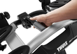 Thule VeloCompact 3 is clamped onto the tow bar with a single handle operated clamp